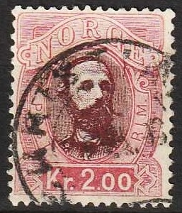 FRIMÆRKER NORGE | 1878 - AFA 34 - 2,00 kr. rosa - Stemplet